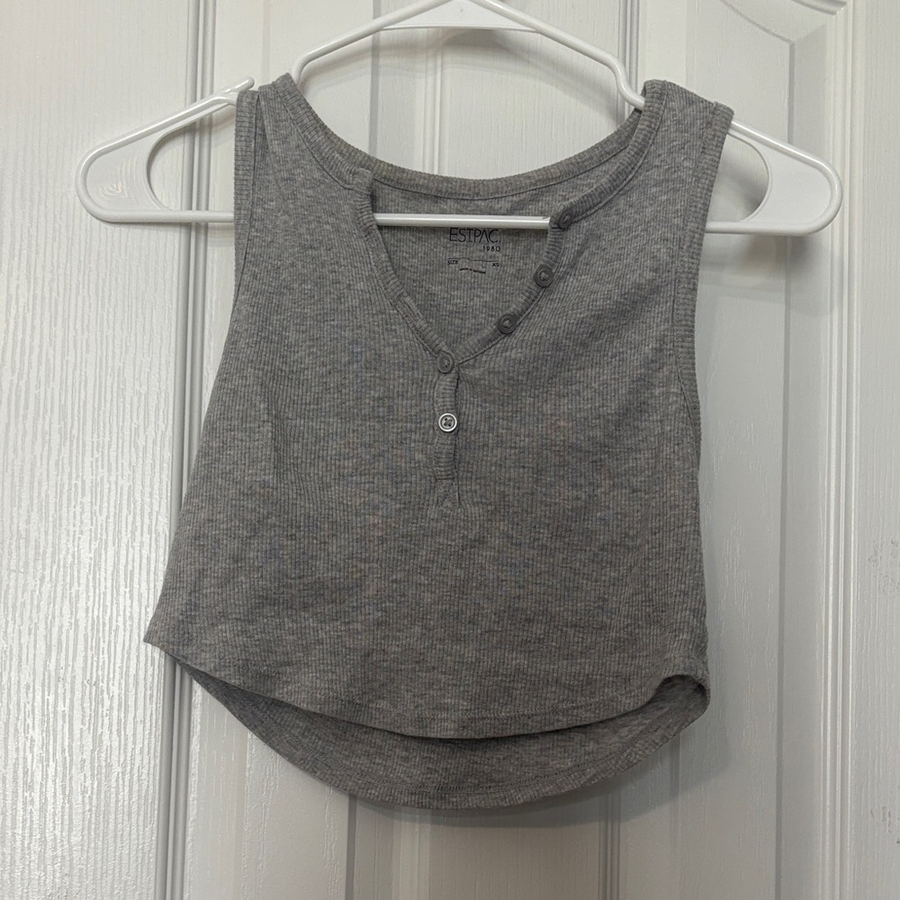 Esprit Charcoal Buttoned Tank Top